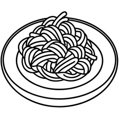 Classic Italian Spaghetti Vector Line Art