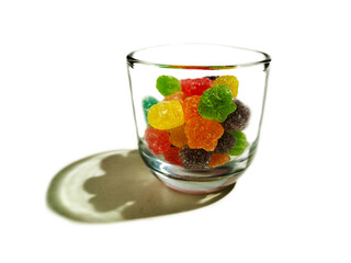 fruit jelly candies isolated on white