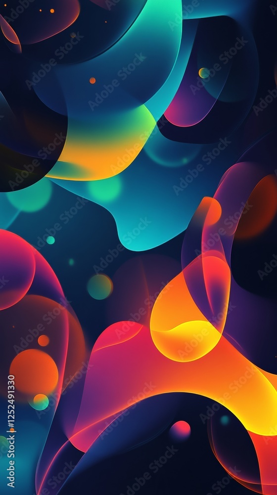 Poster abstract colorful gradient shapes with neon glow, digital art concept