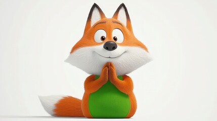 Cute cartoon fox character with vibrant orange fur and joyful expression