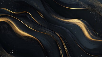 Elegant gold and black abstract waves. Background texture for luxury design