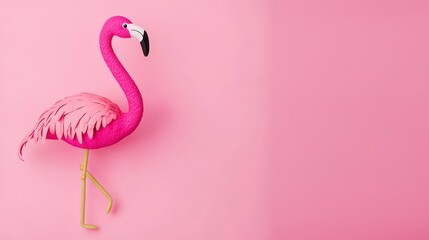 Fototapeta premium Colorful Flamingo Decoration Against Pink Background for Summer Vibes