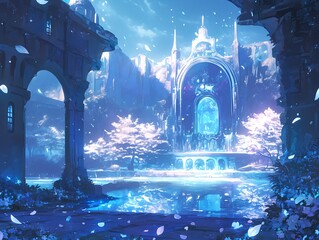 A fantasy fortress of solitude with an ethereal shine