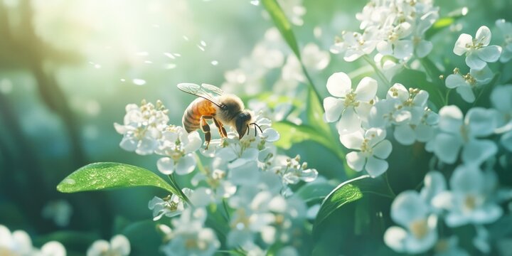 Bee on White Flower