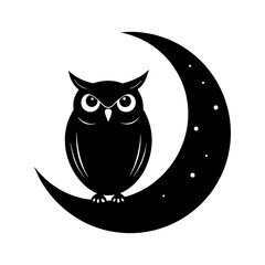 owl and moon