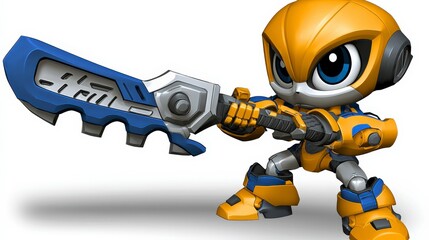 Colorful cartoon character with sword ready for action and adventure