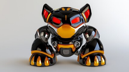 Obraz premium Futuristic Robotic Animal Design with Sleek Black and Orange Finish