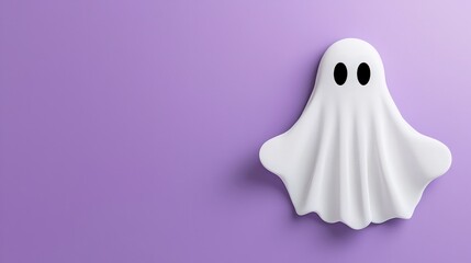 Cute Ghost Figure on Soft Purple Background for Halloween Decor