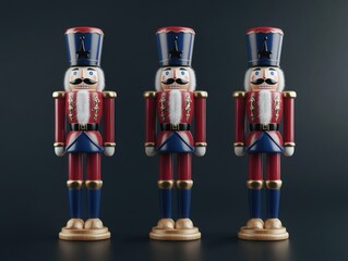 Wooden Nutcrackers on Black Background