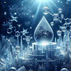 Ice Drop A frozen water drop with a crystalline structure and a