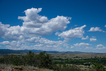Clouds and blue skies over mountains in Southern Colorado