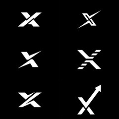 Set of X Letter Initial Logo Design Template Vector Illustration
