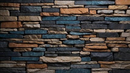 Stone wall background beautifully arranged with natural stones. Generative AI.