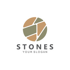 Home Stone Logo  zenstone  balance stone logo with Geometric Arch Design
