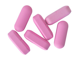 pile of pink medical pill isolated element