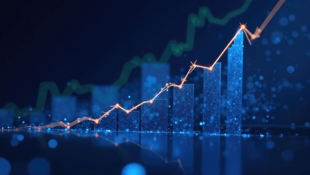 Graphs and diagrams showing the growth of technology, free space for textм