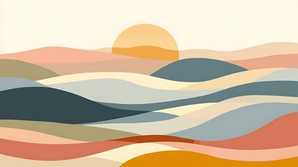Abstract Landscape Artwork Featuring Sunset Hills