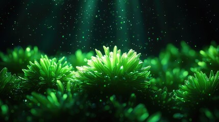 Fototapeta premium Lush Green Foliage with Soft Light and Magical Atmosphere