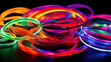 Colorful Glow Sticks on Black Background for Fun and Celebration