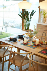 Food set on the living room table