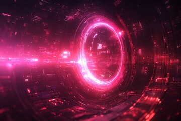 Obraz premium A red circle with a purple glow. Background Isolate of teachnology.