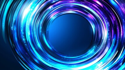 Obraz premium Abstract Concentric Light Rings with Bright Colors in an Electric Swirling Gradient Pattern.