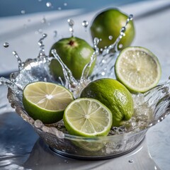 Lemon with water splash isolated