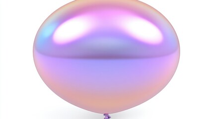 Iridescent Balloon Floating Against a White Background in Soft Pastel Colors