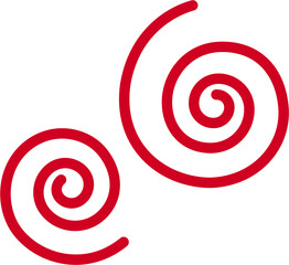 赤色のシンプルな渦巻模様のアイコン