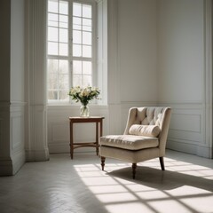 Solitary Chair in a Bright Empty Room