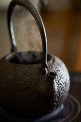 Tea in a cast iron kettle