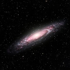 Fototapeta premium Andromeda Galaxy Swirl of Cosmic Light Radiance in Deep Space Stardust Brilliance Starry Celestial Display.