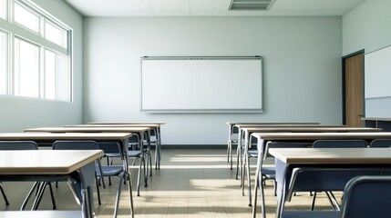 Empty Modern Classroom With Whiteboard