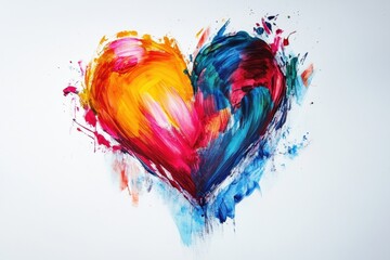 Colorful painted heart with warm and cool tones displayed artfully