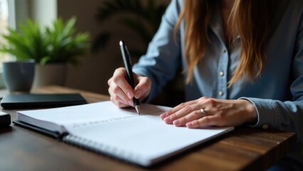 A woman writes down the budget in a notebook