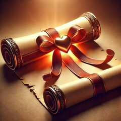 Open Scroll with a Ribbon Tied Around It Represent