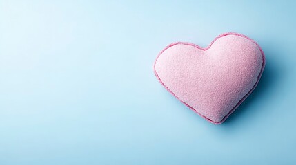 Obraz premium Soft Pink Heart-Shaped Sponge on Light Blue Background