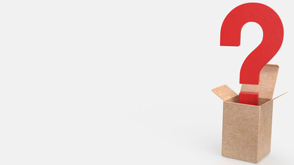 Question mark in box on white Background 3d Rendering.