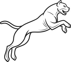 Leaping Canine, Monochrome, Majestic, Powerful, Dog, Illustration, Vector, Art, Design, Graphic