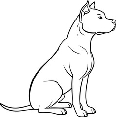 American Staffordshire Terrier Dog Breed Line Drawing Illustration