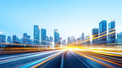 Fototapeta premium City Highway At Dusk With Light Trails