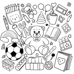 sketch assets for kids with toy icons