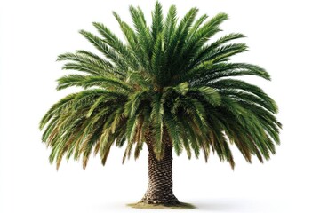 Obraz premium Lush date palm tree, isolated, white background, tropical landscape, website design