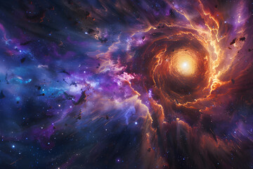 Spectacular Quasar Explosion: A Glimpse into the Powerful Energies Unleashed in the Distant Universe Illuminating the Cosmic Void with Astounding Radiance