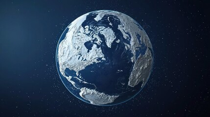 Obraz premium A map of the world highlighting the location of the North Pole against a dark blue background.