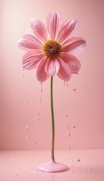 pastel concept paint layout background made flower creative pink fall floral dripping minimal autumn romantic love motion abstract space botany minimal concept copy surreal garden fashion beauty