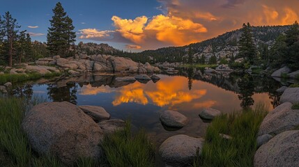 Golden sunset sky reflecting on the waves of a tranquil lake. --chaos 20 --ar 16:9 --quality 2 --v 6.1 Job ID: fd2f4da3-beb0-4678-bad8-fe89feb78cd3