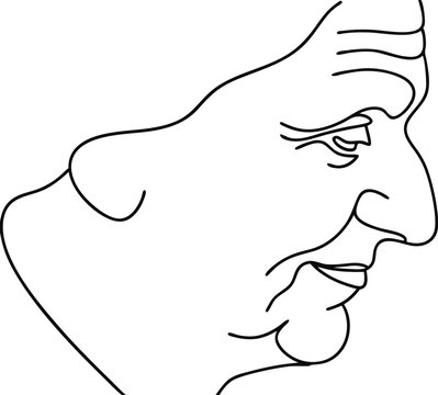 recommend clip art: Profile Drawing of an Elderly Persons Face, Lines, Wrinkles, Age, Sketch