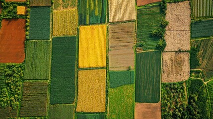 A panoramic view of farmland with alternating crop rows