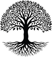 Roots of Power This powerful image symbolizes strength wisdom and interconnectedness depicted as a sprawling tree with intricate roots